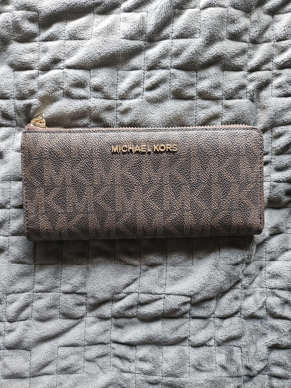 Michael Kors Brown Logo Zip Wallet